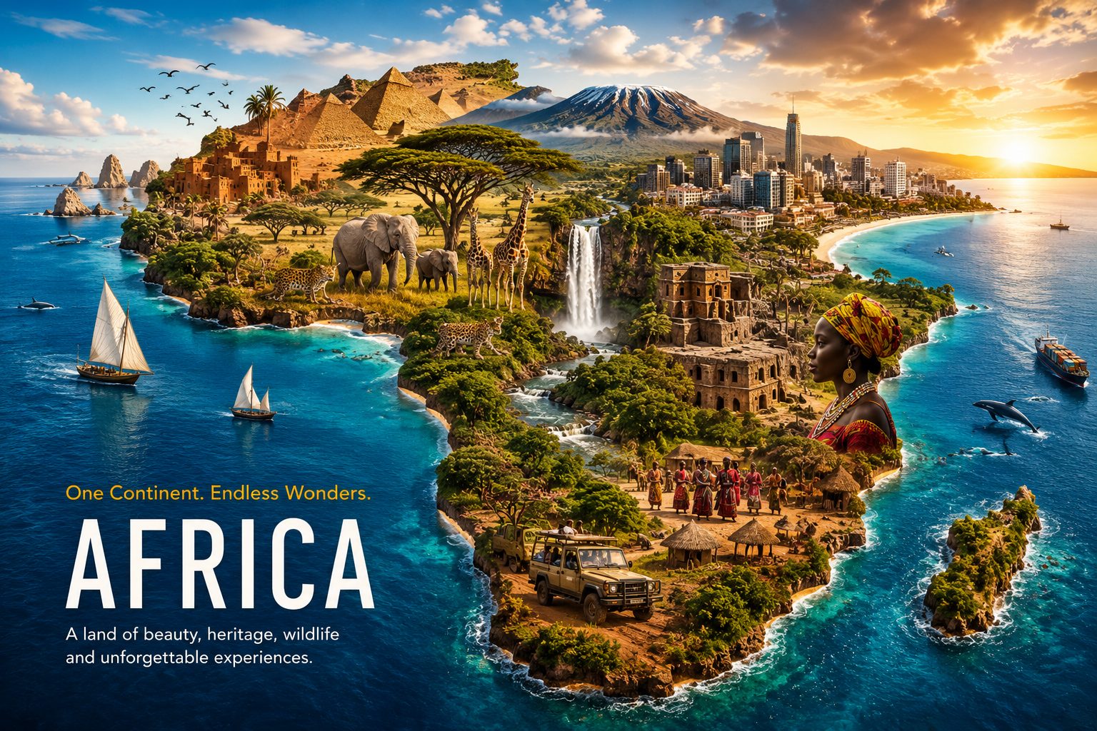 One continent, endless wonders: African landscapes, wildlife, cities and coastline
