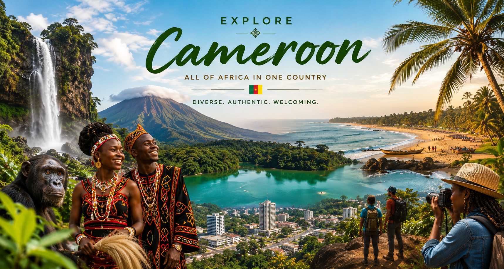 Explore Cameroon: Mount Cameroon, the Atlantic coast, rainforest and city in one view